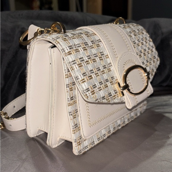Handbags - Elegant Cream and Gold Women's Bag